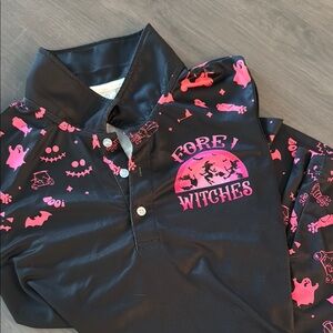Black and Pink Polo with Wicked Embroidered Design